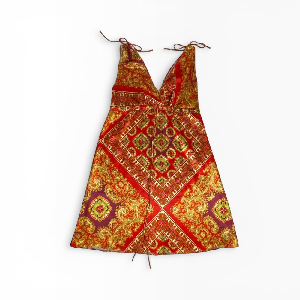 Rubber Ducky Productions, Inc. Red and Gold Mini Dress